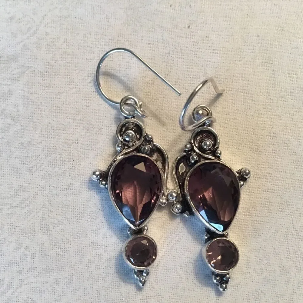 NWOT. Sterling Silver Amethyst Earrings